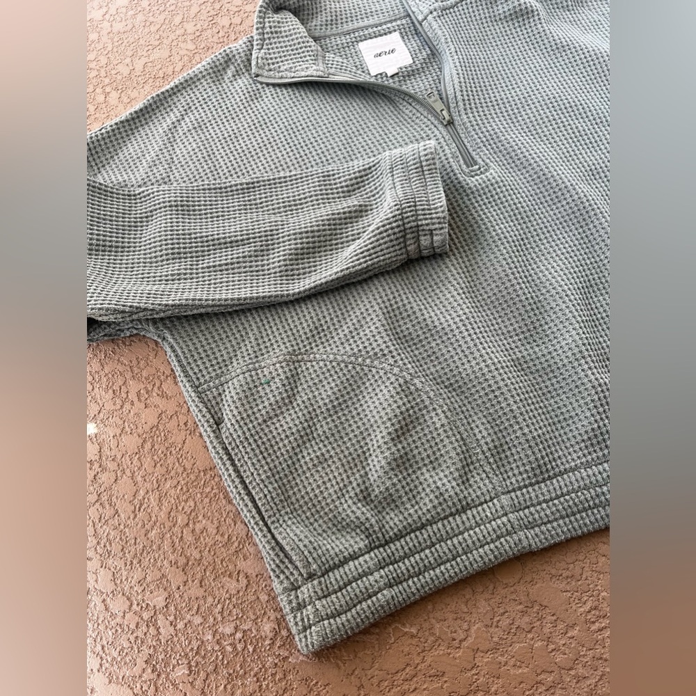 Aerie Waffle Knit Quarter Zip
